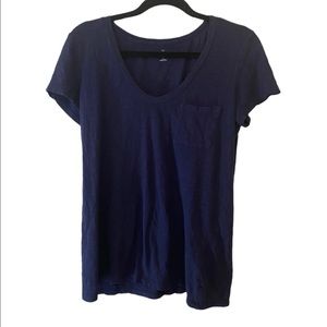 Caslon From Nordstrom Short Sleeve T-Shirt Scoop Round Neck Navy Blue Medium